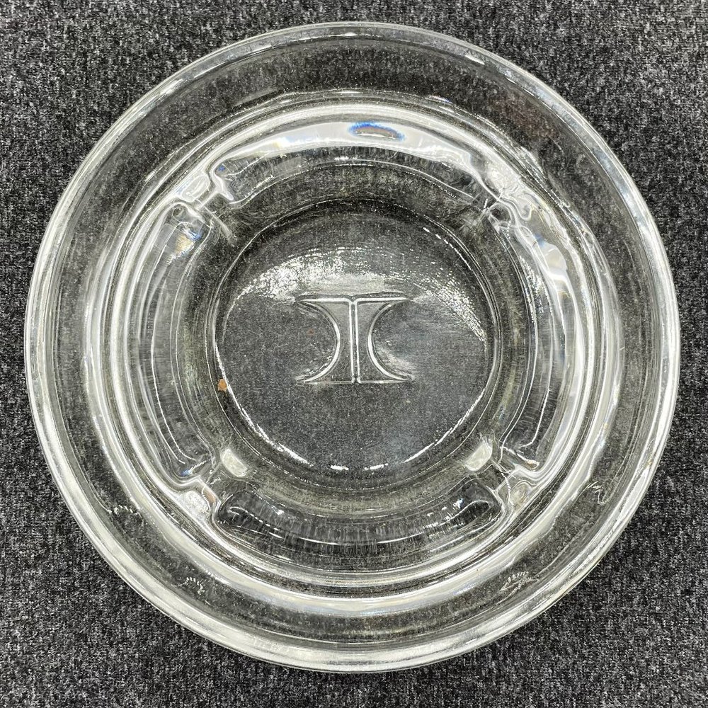 Vintage Hilton Hotels 4.75" Round Clear Glass 4 Slot Cigarette Cigar Ashtray